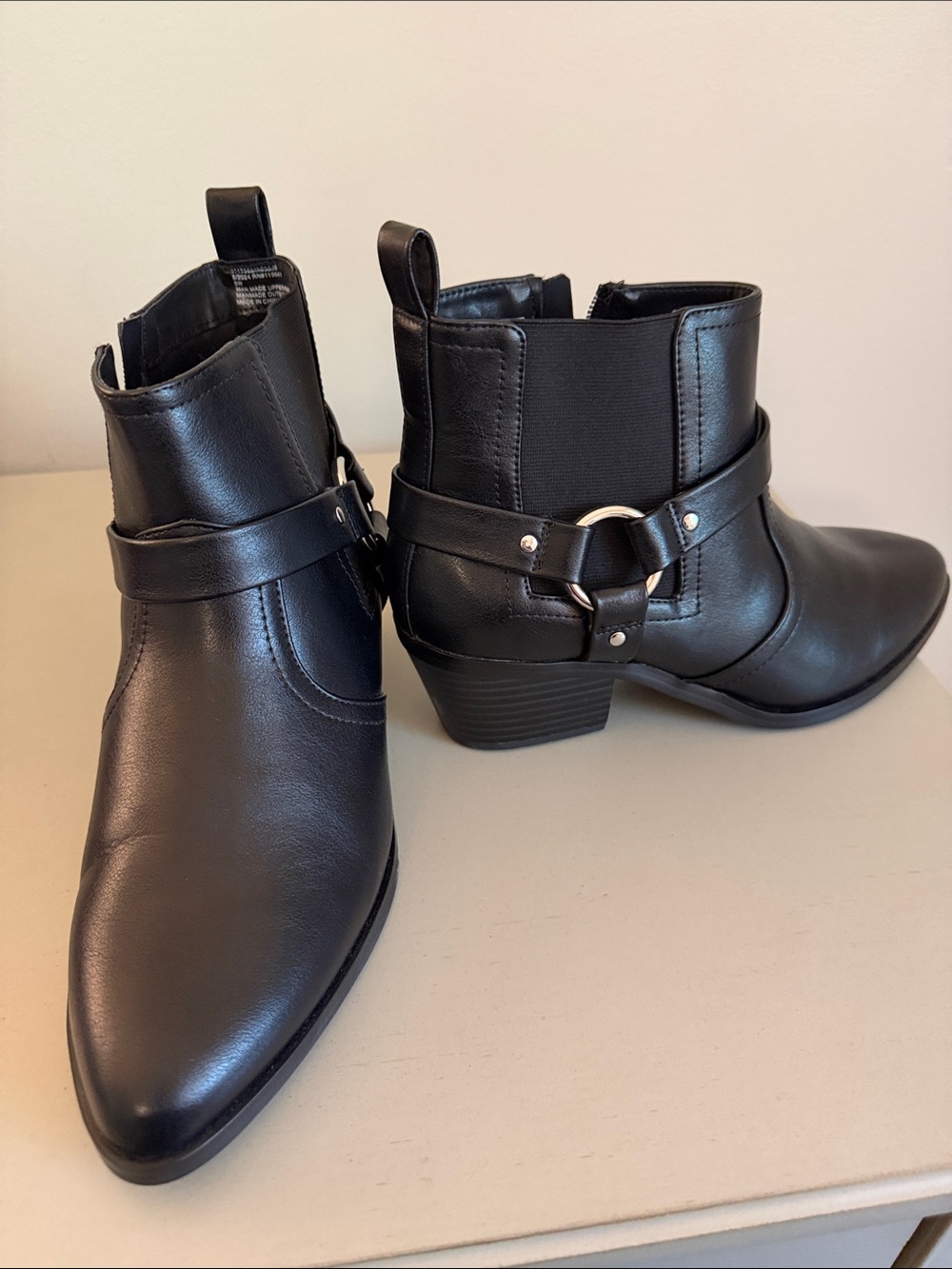Lane Bryant Black Ankle Booties with Ring Strap Accent